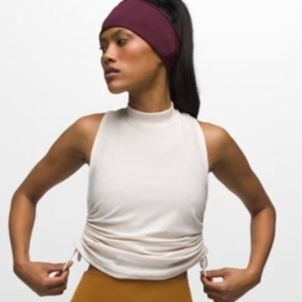 Prana Blazing Star Cinched Side Tank Top Mock Neck Neutral Minimalist Medium